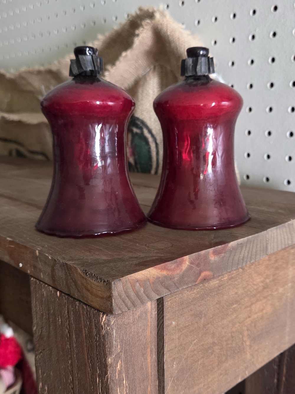 Decorative Red Glass Votive Holders- Set of 2